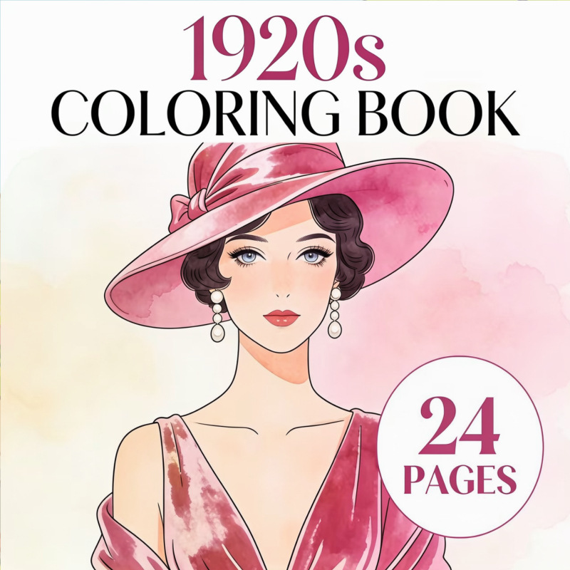 Vintage Fashion Coloring Pages - كتاب تلوين من عشرينيات القرن الماضي،