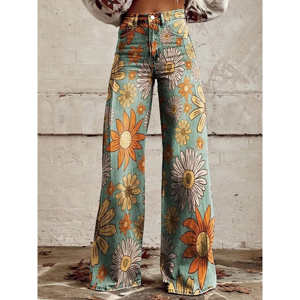 Wide Leg Trouser 70S - بنطلون نسائي واسع الساق بخصر مرتفع