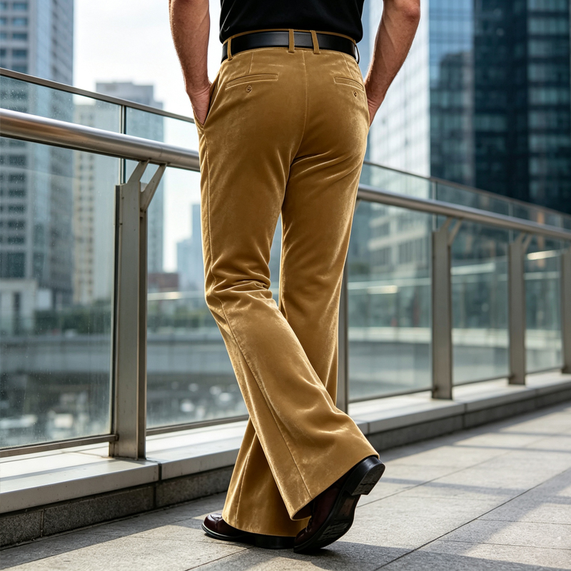 بنطلون رجالي مخملي بقصة واسعة  - مراجعة Wide Leg Trouser 70S وسعره