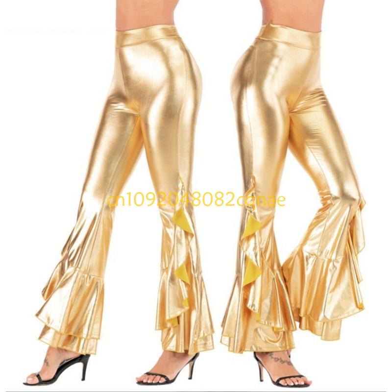 بنطلون نسائي لامع لامع متوهج ن - مراجعة Wide Leg Trouser 70S وسعره