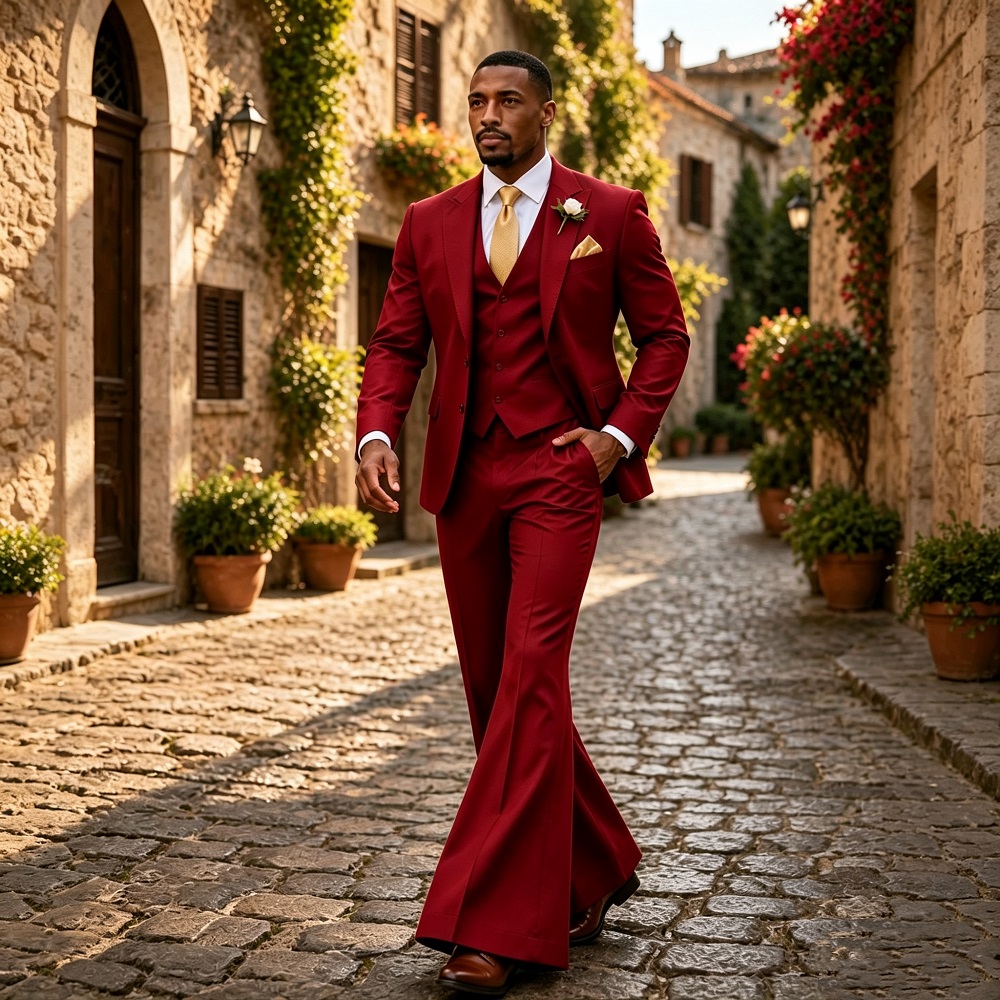 بدلة زفاف رجالية بتصميم عتيق م - مراجعة Wide Leg Trouser 70S وسعره
