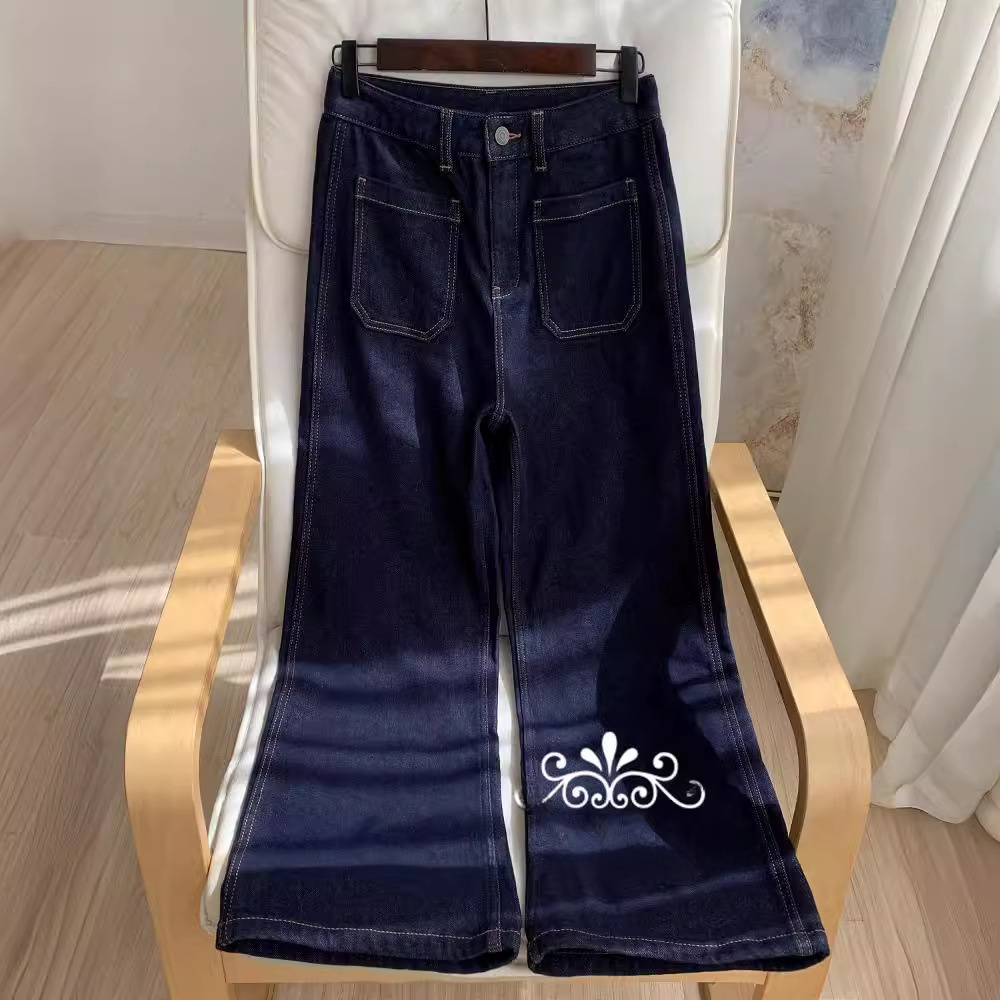 جينز دينيم أزرق بخصر عالٍ وساق - مراجعة Wide Leg Trouser 70S وسعره